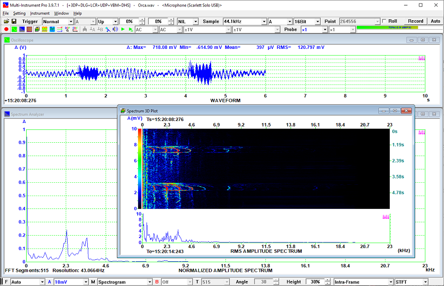 Orca Vocalization Recorded using USA-168A
